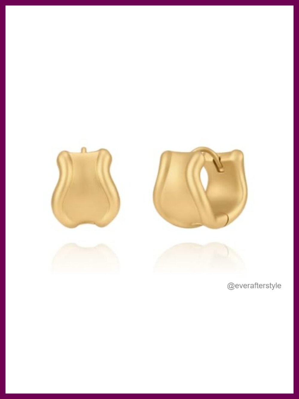 ARSIS Wide Contoured Huggie Hoop Earrings 18K Gold Plated CZ Hypoallergenic